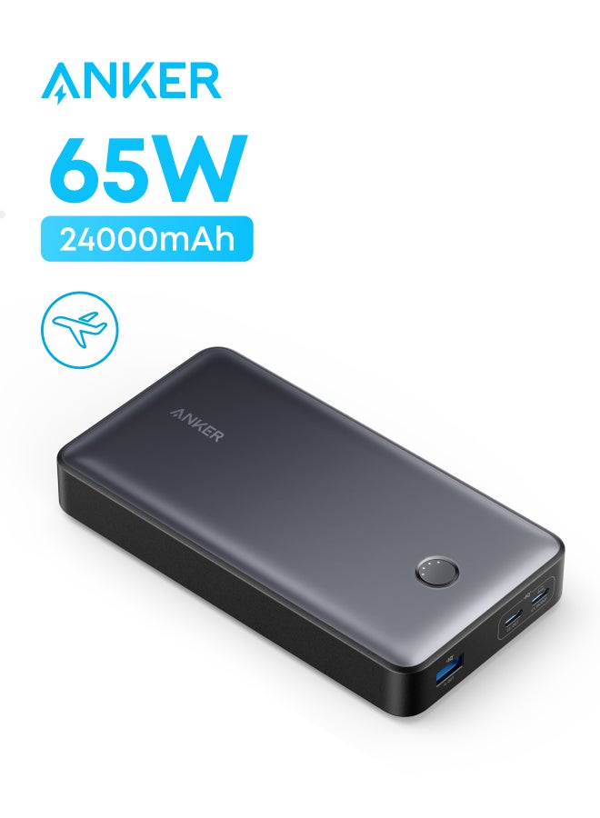 Anker Power Bank, 24,000mAh 65W Portable Charger, 537 Power Bank (PowerCore 24K for Laptop), for Dell XPS, Microsoft Surface, iPad Pro, iPhone 16/15 Series, Macbook, Apple Watch Series 5, and More - Image 1